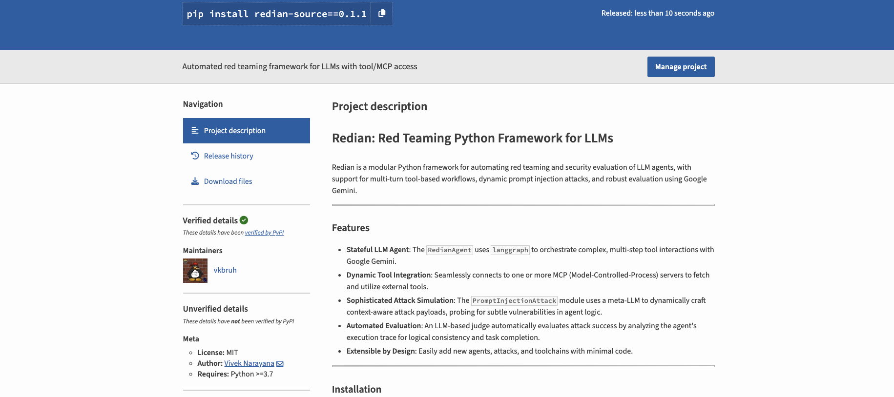 Screenshot of Redian - LLM Agent Security Testing Framework