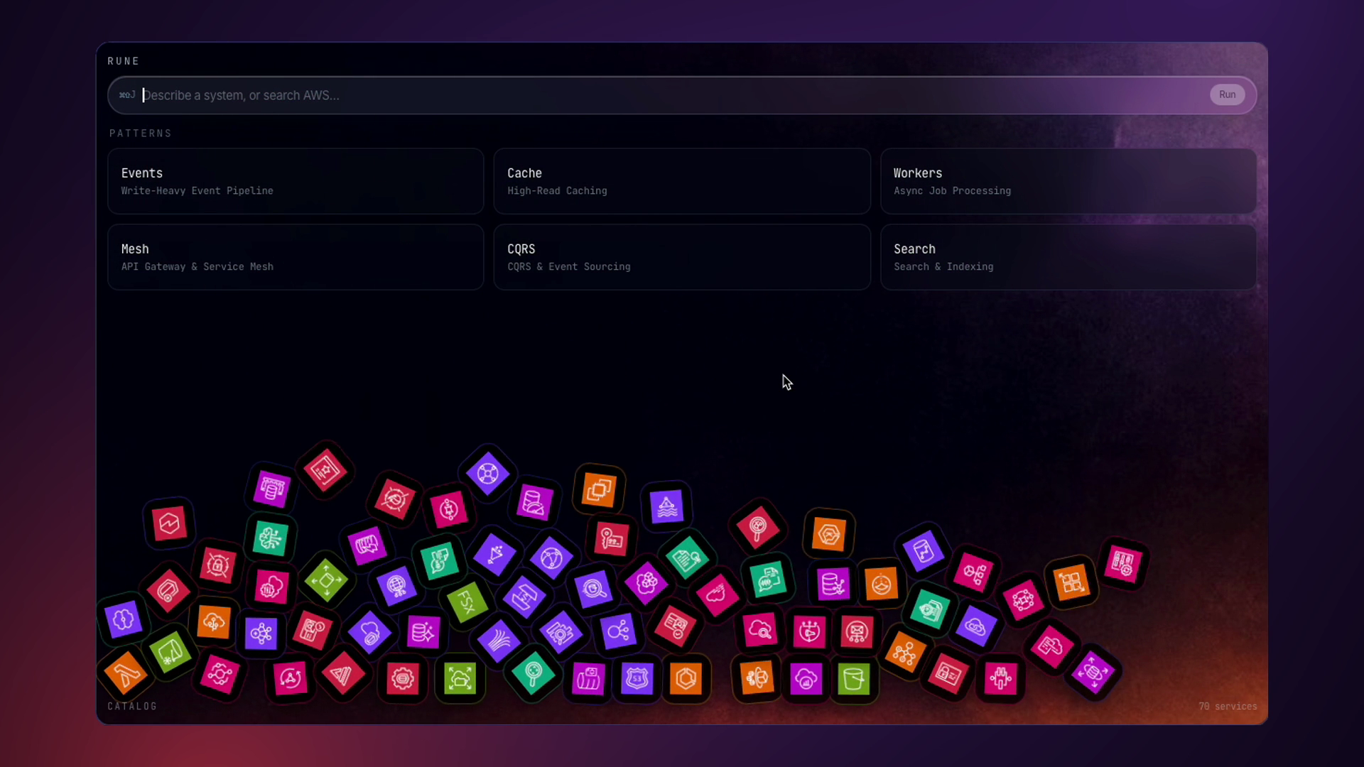 Screenshot of Rune - Talk to a live AWS architecture diagram