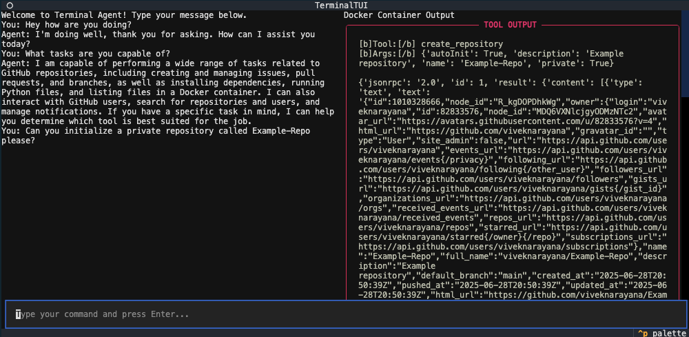 Screenshot of Terminal Agent - AI-Powered Code Execution Platform